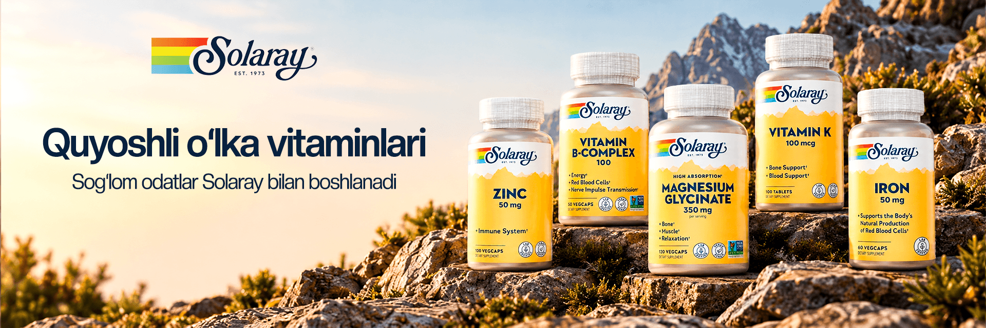 Solaray — Quyoshli o'lka vitaminlari. Sog'lom odatlar Solaray bilan boshlanadi.
